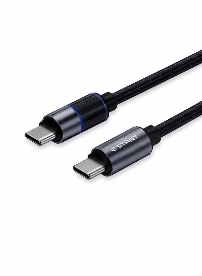 SA-17T كابل شحن ونقل بيانات تايب سي الى تايب سي نايلون مضفر شحن سريع 120 واط بطول 1 متر